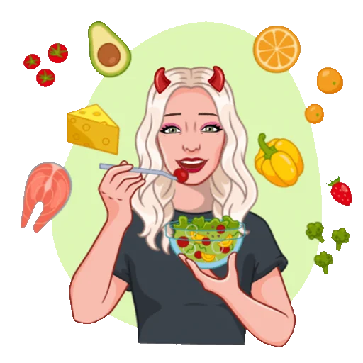 🥗 Стикер «Девочка демон блонди» для Telegram