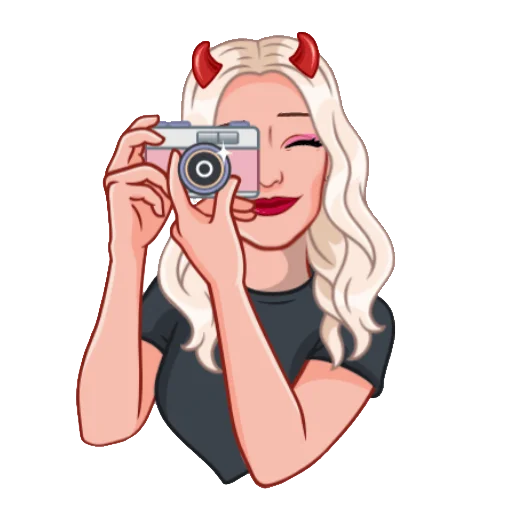 📷 Стикер «Девочка демон блонди» для Telegram