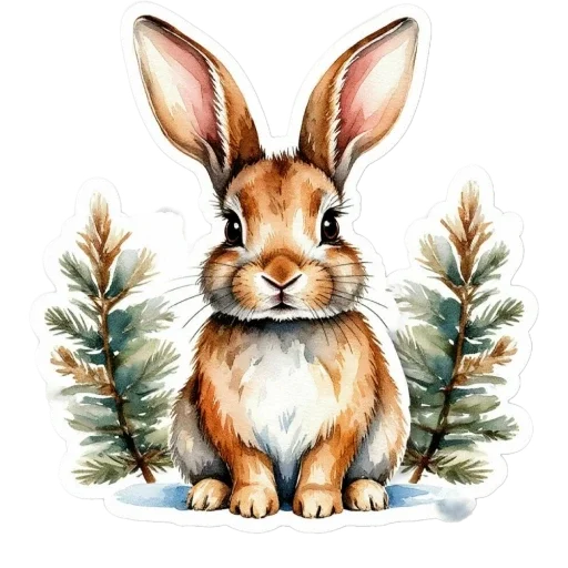🐇 Стикер «Акварельная зима» для Telegram