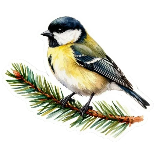 🐦 Стикер «Акварельная зима» для Telegram