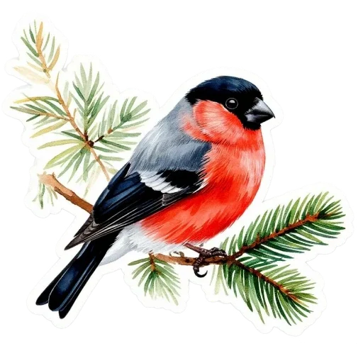 🐦 Стикер «Акварельная зима» для Telegram