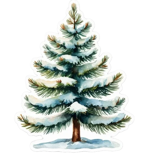 🌲 Стикер «Акварельная зима» для Telegram