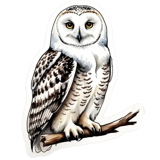 🦉 Стикер «Акварельная зима» для Telegram