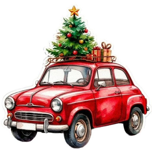 🚗 Стикер «Акварельная зима» для Telegram