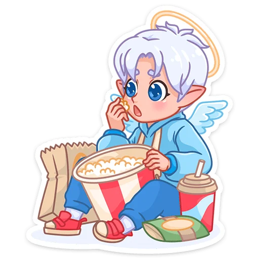 🍿 Стикер «Ангел-кун» для Telegram