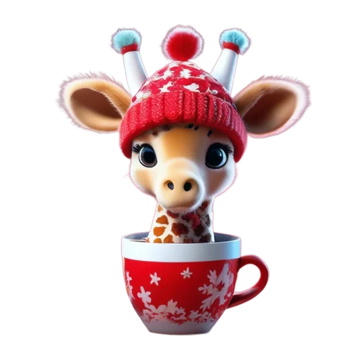 🦒 Стикер «Зимнее звери в кружках» для Telegram