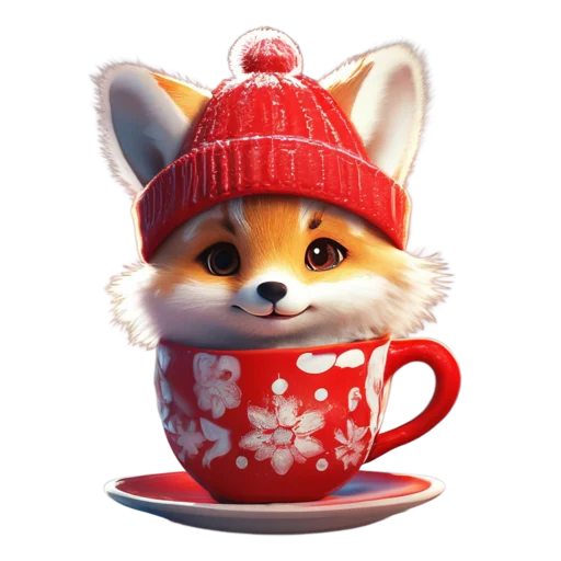 🦊 Стикер «Зимнее звери в кружках» для Telegram