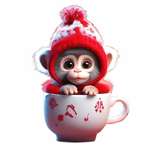 🐒 Стикер «Зимнее звери в кружках» для Telegram