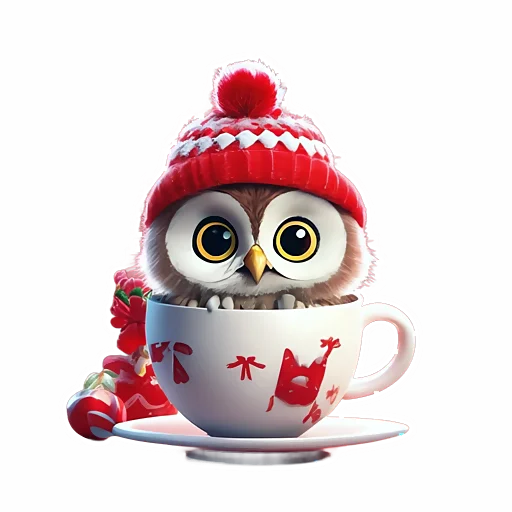 🦉 Стикер «Зимнее звери в кружках» для Telegram