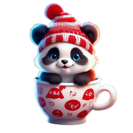 🐼 Стикер «Зимнее звери в кружках» для Telegram