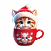 🐱 Эмодзи «Зимнее звери в кружке» для Telegram