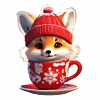🦊 Эмодзи «Зимнее звери в кружке» для Telegram