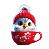 🦉 Эмодзи «Зимнее звери в кружке» для Telegram