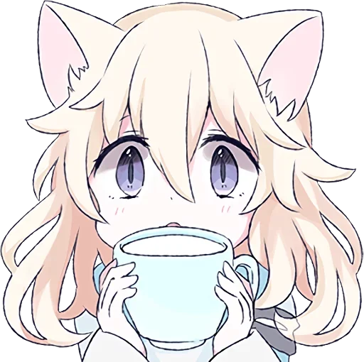 ☕ Стикер «Аниме кошечка» для Telegram