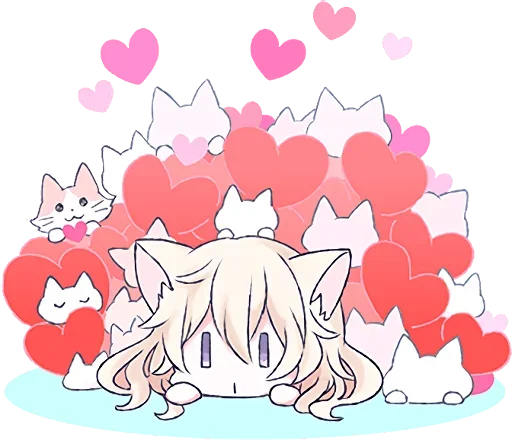 🥰 Стикер «Аниме кошечка» для Telegram