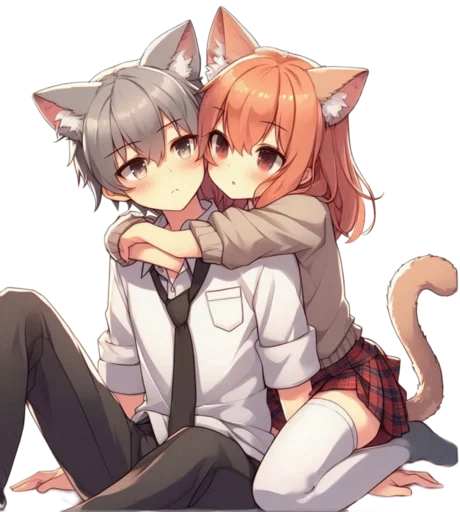 Стикерпак anime cats love для Telegram