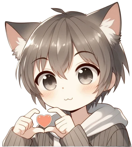 🫶 Стикер «anime cats love» для Telegram