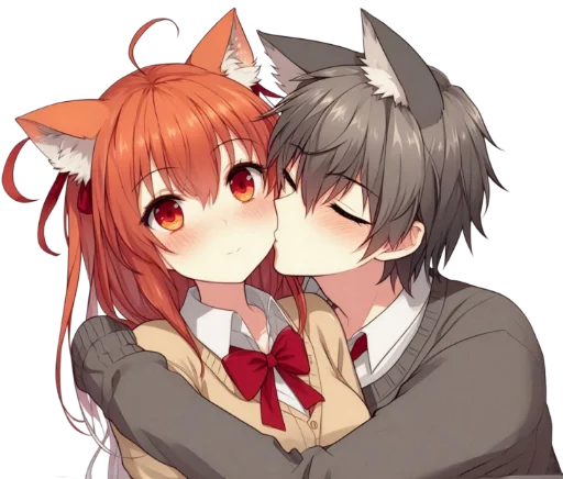 😘 Стикер «anime cats love» для Telegram