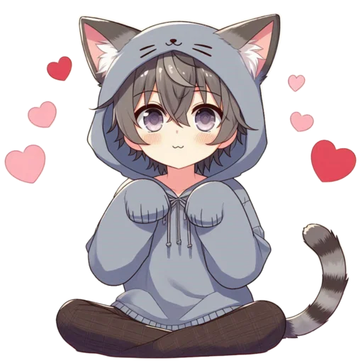 🥰 Стикер «anime cats love» для Telegram
