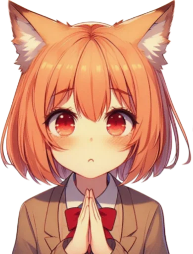 🙏 Стикер «anime cats love» для Telegram