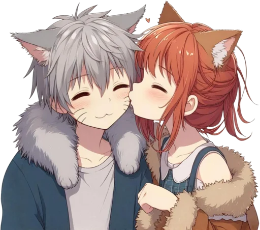 😘 Стикер «anime cats love» для Telegram