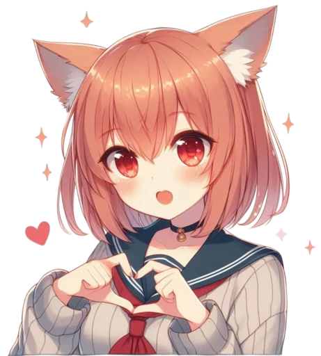 🫶 Стикер «anime cats love» для Telegram