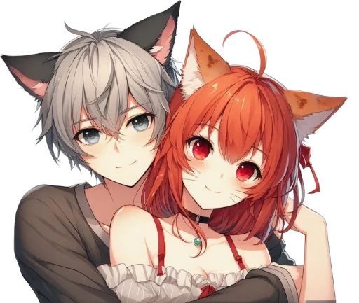 🤗 Стикер «anime cats love» для Telegram