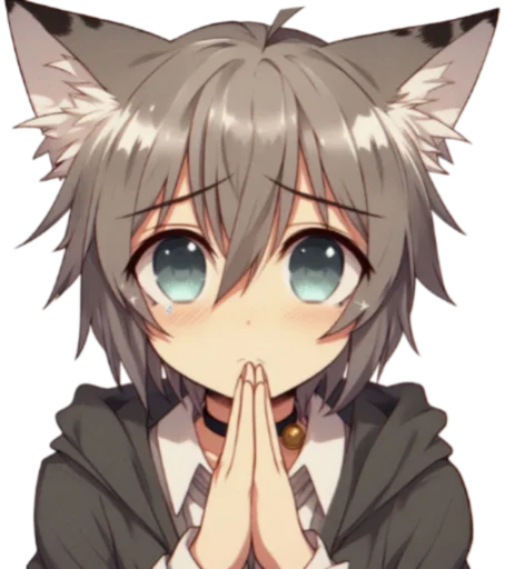 🙏 Стикер «anime cats love» для Telegram