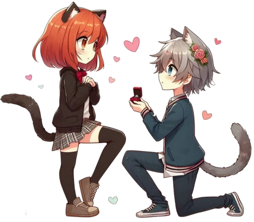💍 Стикер «anime cats love» для Telegram
