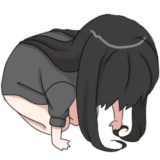 😣 Стикер «girl with long black hair» для Telegram