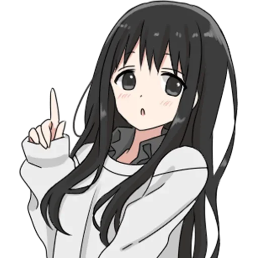 ☝️ Стикер «girl with long black hair» для Telegram
