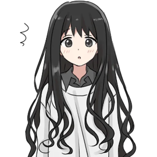 😱 Стикер «girl with long black hair» для Telegram