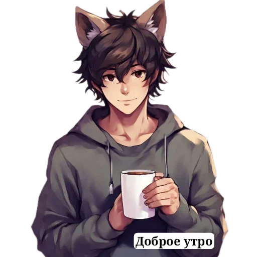 ☕ Стикер «Anime Boy wolf» для Telegram