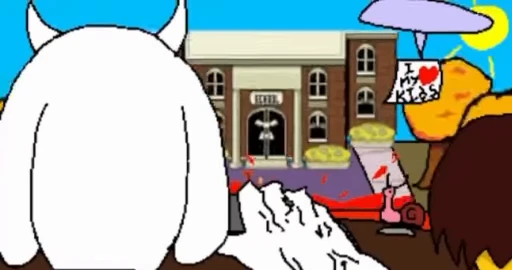 😇 Стикер «Asgore runs over Dess» для Telegram