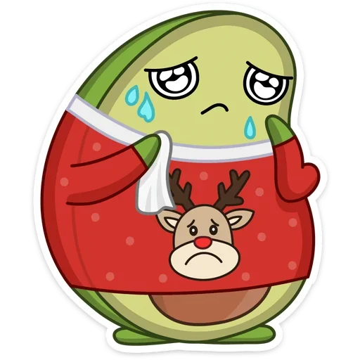 😭 Стикер «Праздничный Авокадик» для Telegram