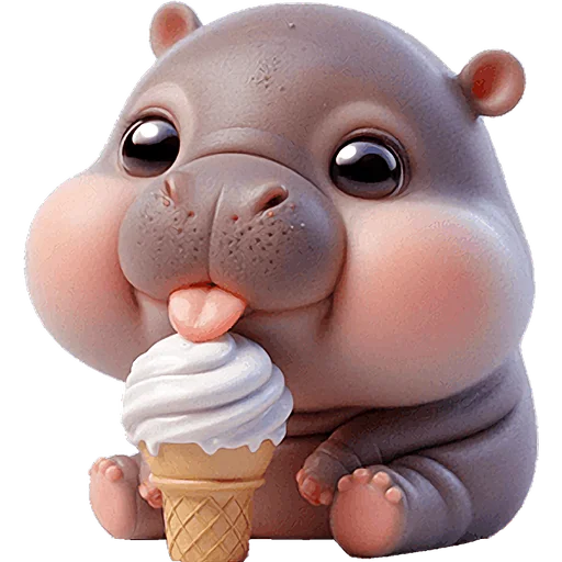 🍦 Стикер «Малыш бегемотик» для Telegram