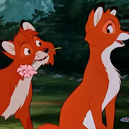 🌸 Стикер «tod and vixey» для Telegram