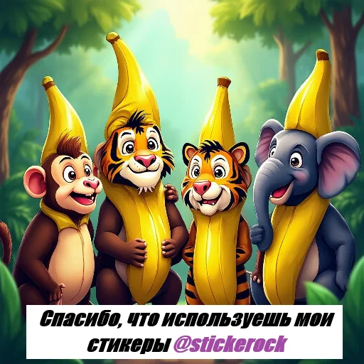 🍌 Стикер «Banana Animals» для Telegram