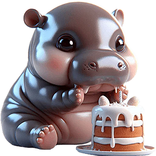 🎂 Стикер «Бегемотик 2» для Telegram