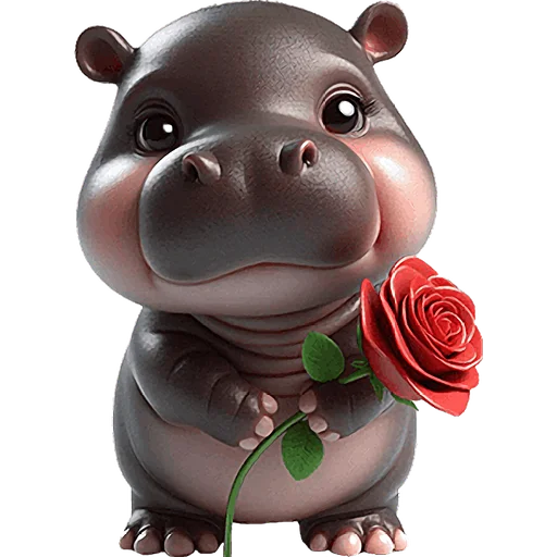 🌹 Стикер «Бегемотик 2» для Telegram