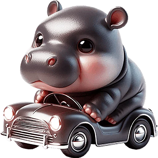 🚗 Стикер «Бегемотик 2» для Telegram