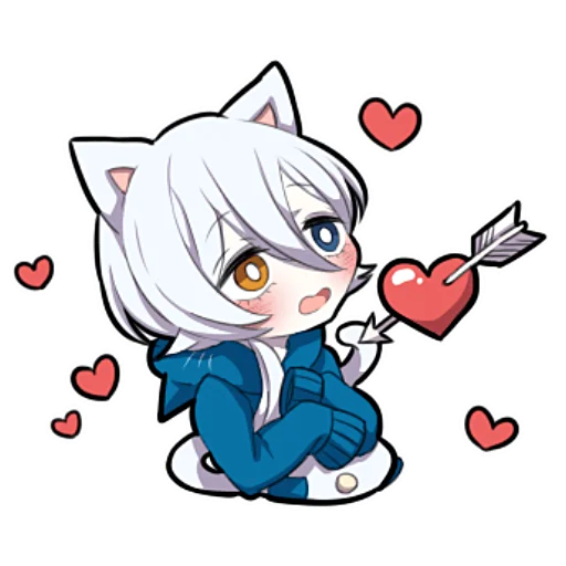❤️ Стикер «Белый котёнок ч.1» для Telegram