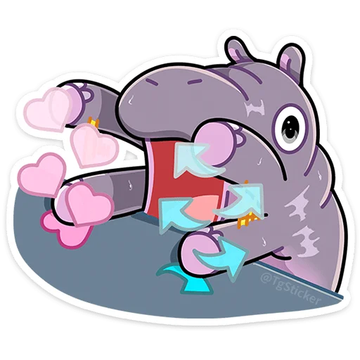 ❤ Стикер «Бегемотик Биги без надписей» для Telegram