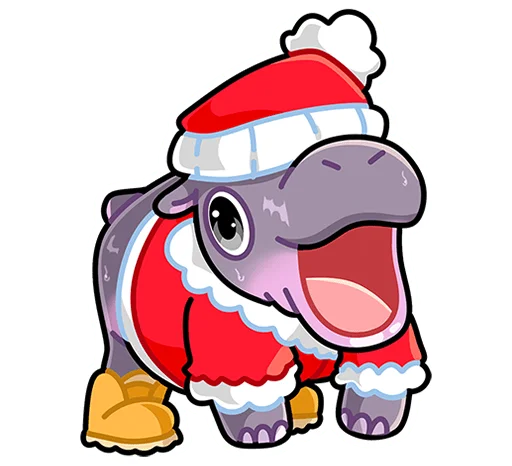 🎅 Стикер «Бегемотик Биги без надписей» для Telegram