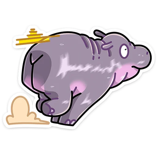 🦛 Стикер «Бегемотик Биги без надписей» для Telegram
