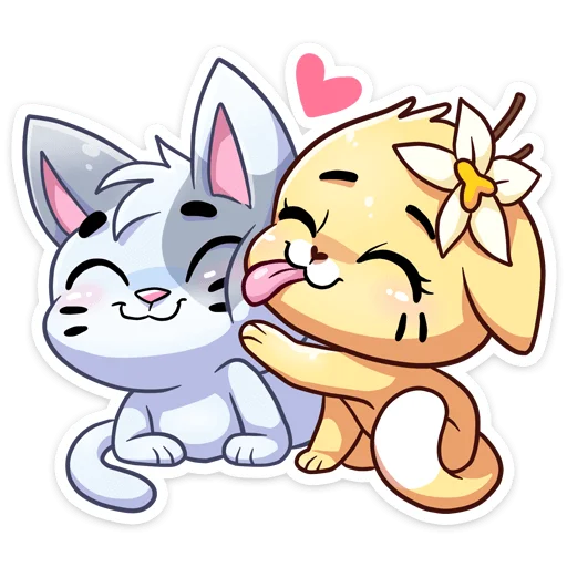 😘 Стикер «Бисквит и Ванилька серые» для Telegram