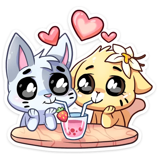 ❤️ Стикер «Бисквит и Ванилька серые» для Telegram