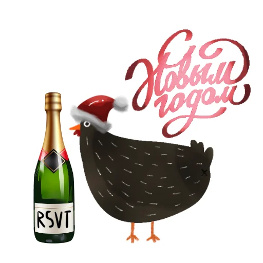 🎄 Стикер «Черная курица» для Telegram
