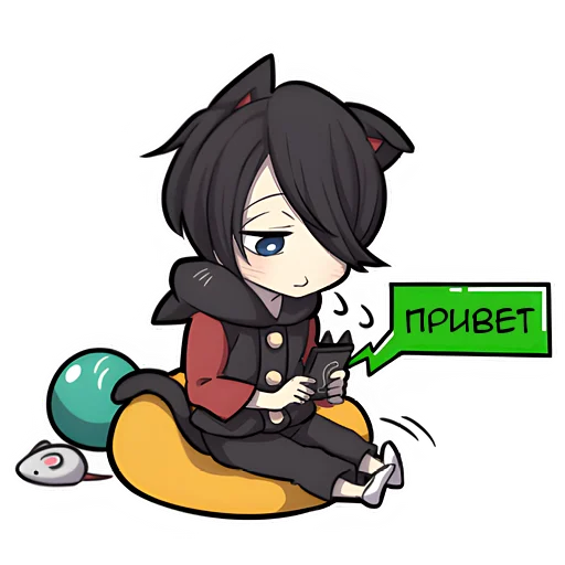 👋 Стикер «Чёрный котёнок 3» для Telegram