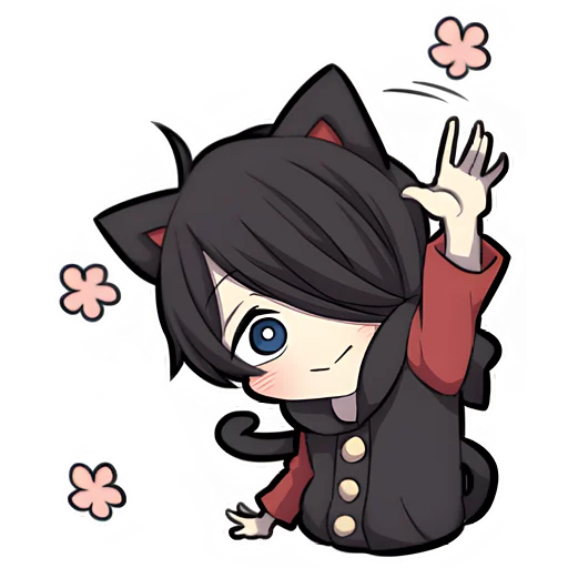 🤗 Стикер «Чёрный котёнок 3» для Telegram